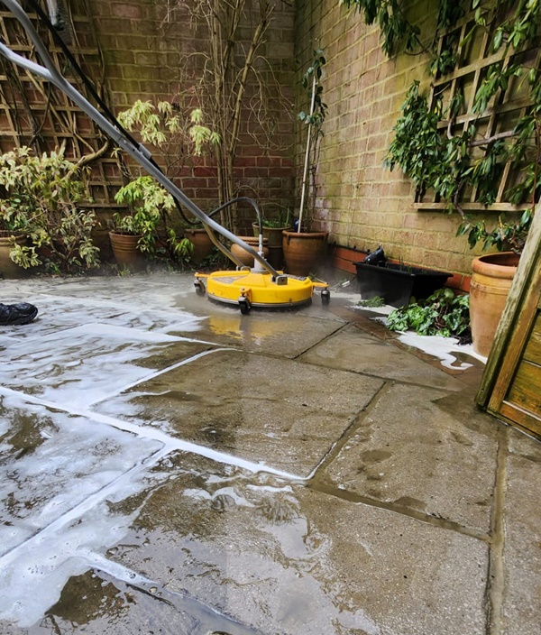 Jet washing a patio in Watton at Stone
